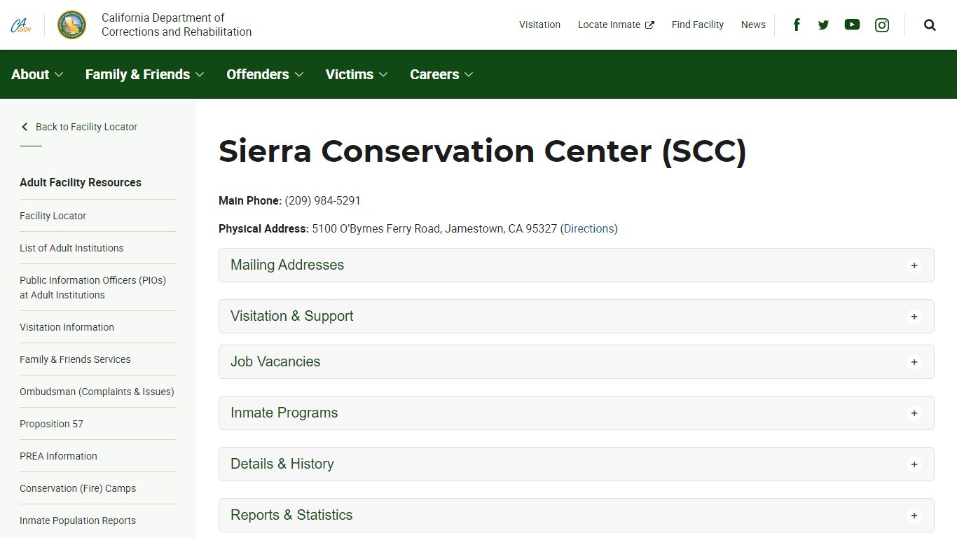 Sierra Conservation Center (SCC) - California Department of Corrections ...